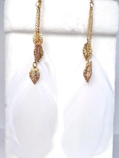 Beautiful Fashion Bohemia Feather Shape Style Alloy Earrings