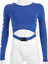 Fashion Bare Midriff Hollow T-shirt