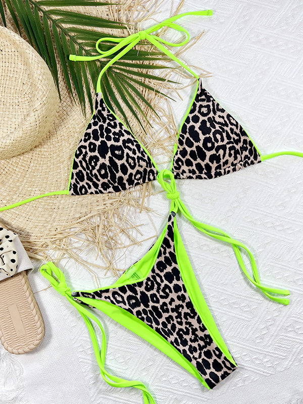 Sexy Leopard Fluorescent Bikini Swimwear