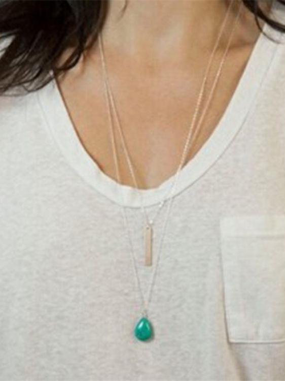 Simple Turquoise Alloy Necklaces Accessories