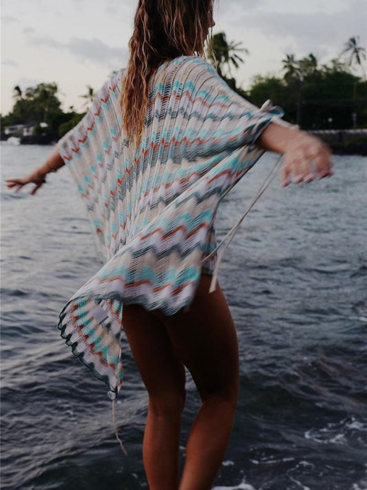 Asymmetric Colorful Knitting Cover-up