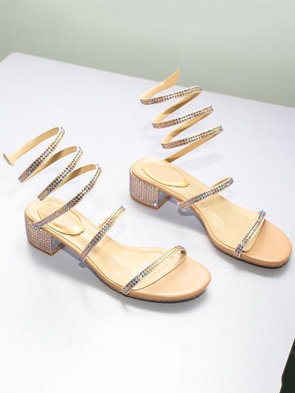 Chic Convolved Crystal Sandals