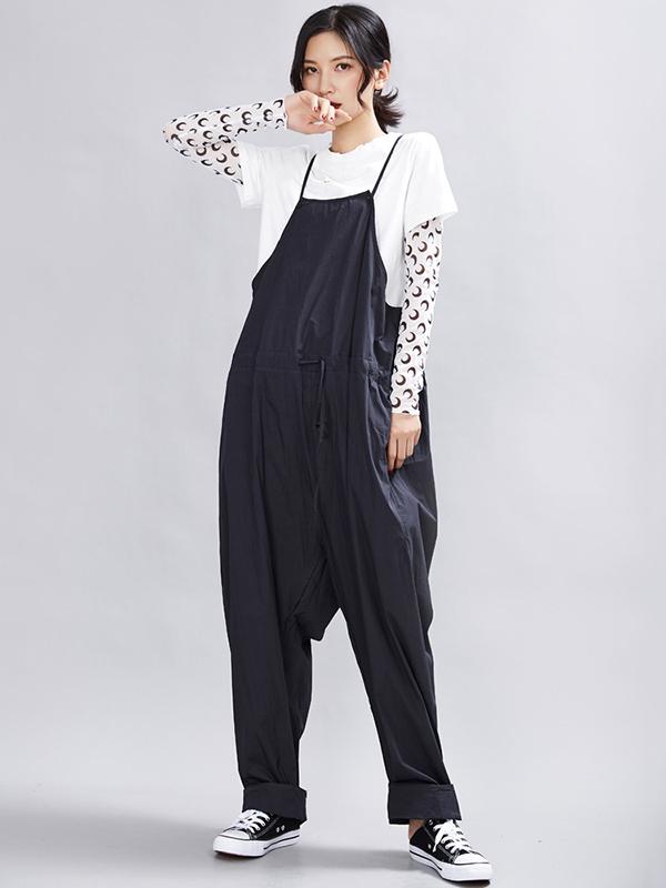 Loose Solid Braces Jumpsuit