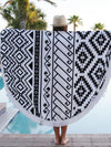 Beautiful Black and White Bohemia Round Shawl Beach Mat