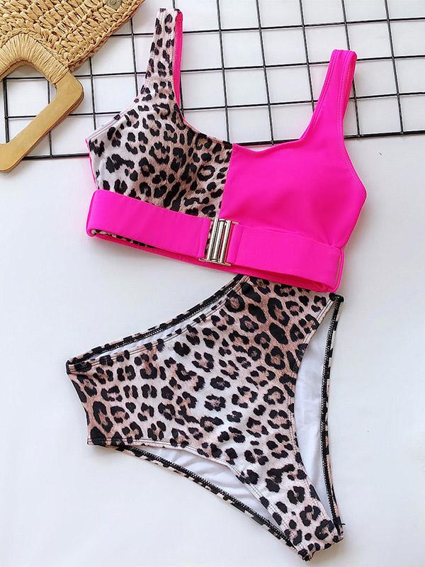 Leopard-Print Empire Bikini Swimsuit