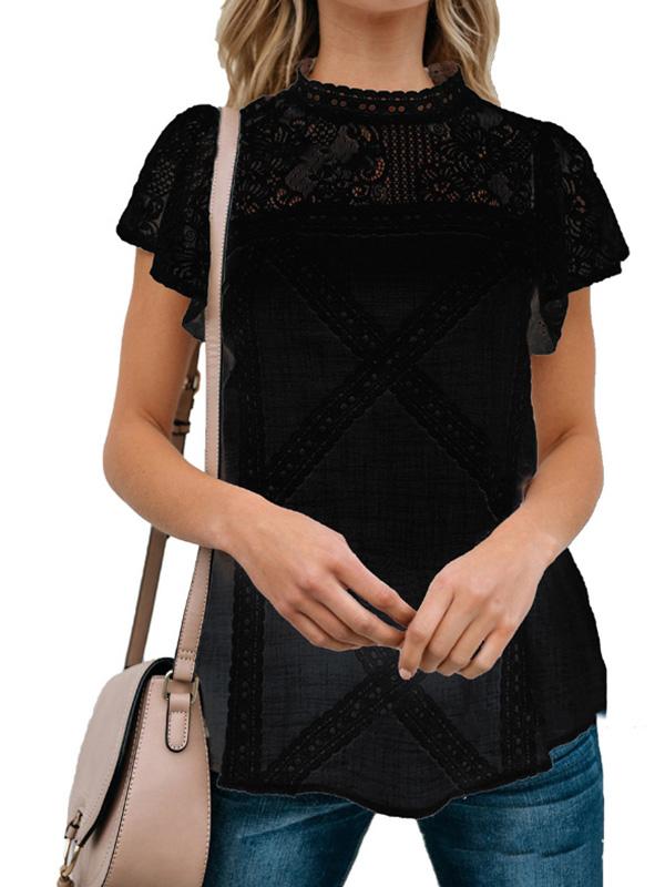 Lace Geometric Patchwork Top