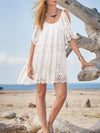 Lace Split-joint Cold-shoulder Mini Dress