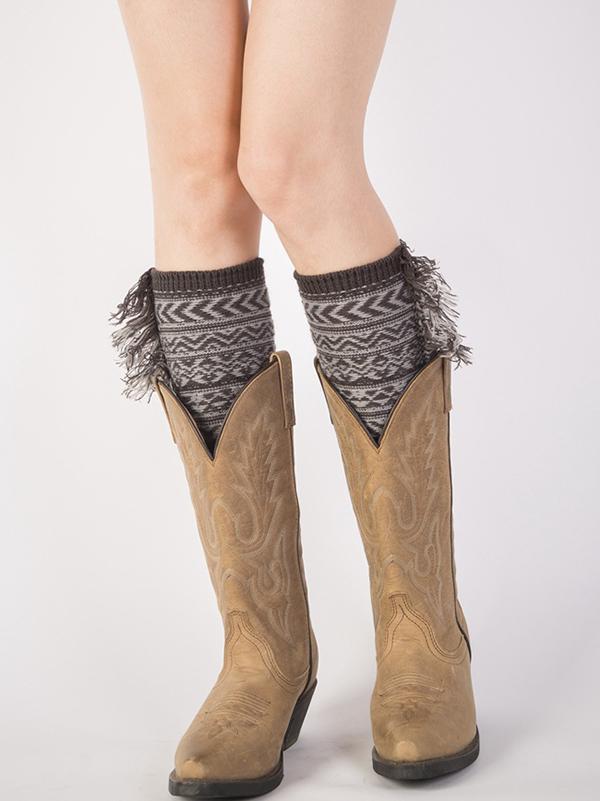 Fahion Printed Tassels Knitting Leg&Ankle Warmers