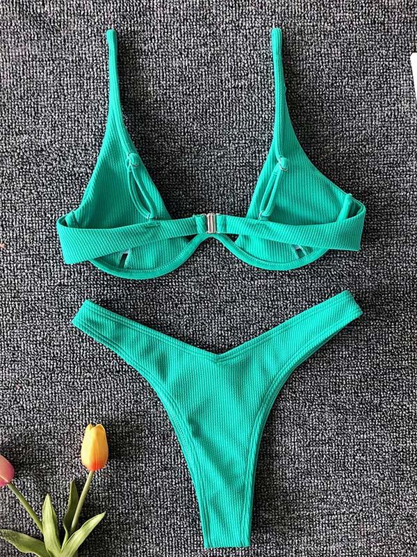 Sexy Spaghetti-Neck Padded Triangles Bikini Swimsuit