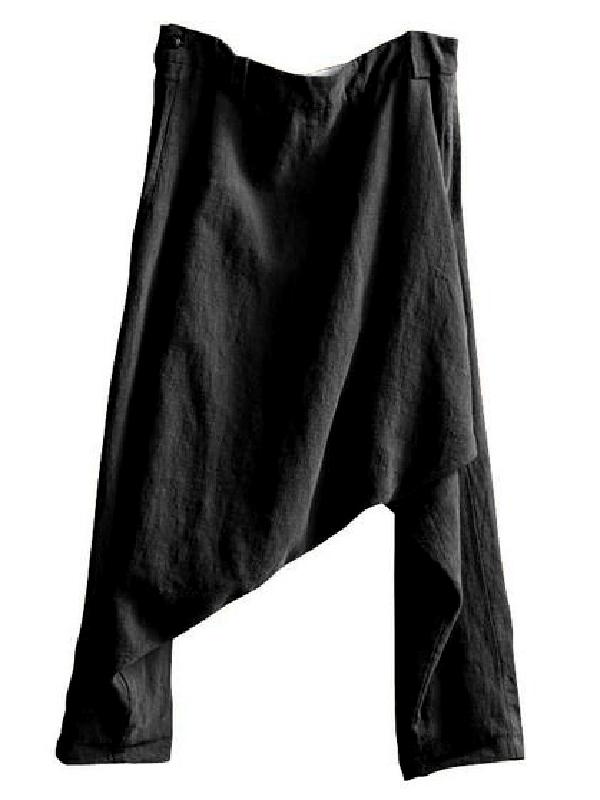 Loose Solid With-pockets Linen Harem Pants