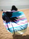 Bohemia Coconut Tree Pattern Round Beach Mat Yoga Mat