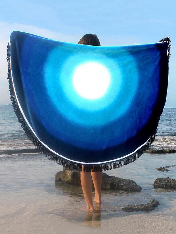 Bohemia Gradient Tassels Round Shawl Beach Mat Yoga Mat