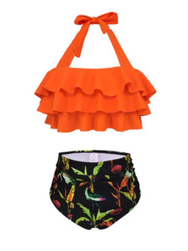 Falbala Printed One-piece Swimwear