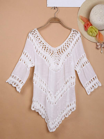 Sexy Hollow Short Sleeves Cover-Ups Swimwear