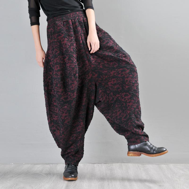 Buykud Autumn Winter Loose Jacquard Harem Pants