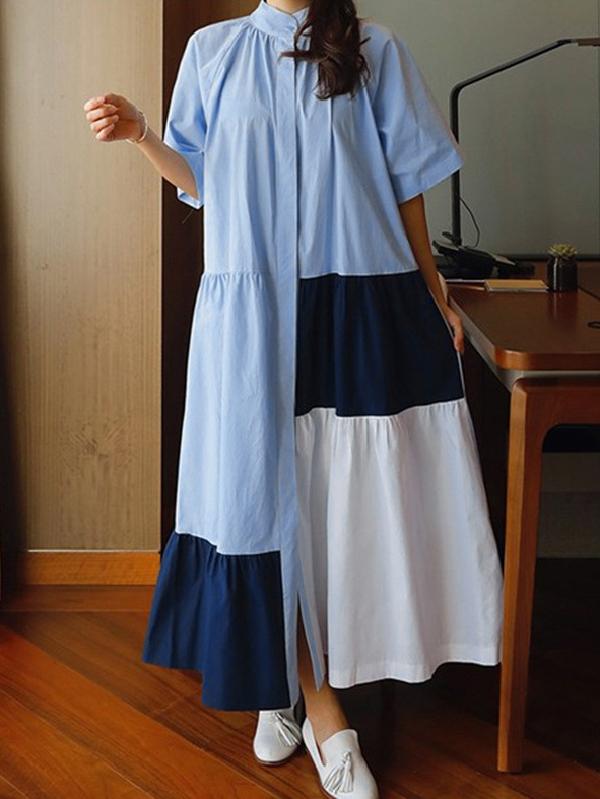 Loose Split-joint A-line Long Dress