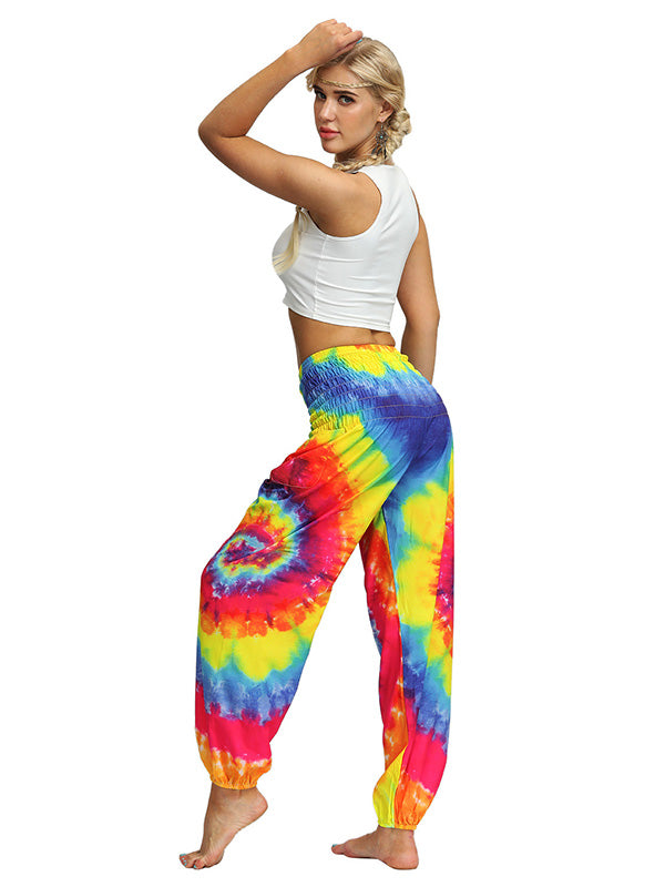 Bohemia Tie-Dyed Elastic Multi-Colored Knickerbockers& Yoga Pants