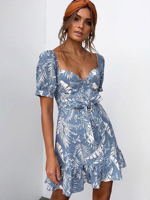 Printed Sexy Flounced Skirt Mini Dress