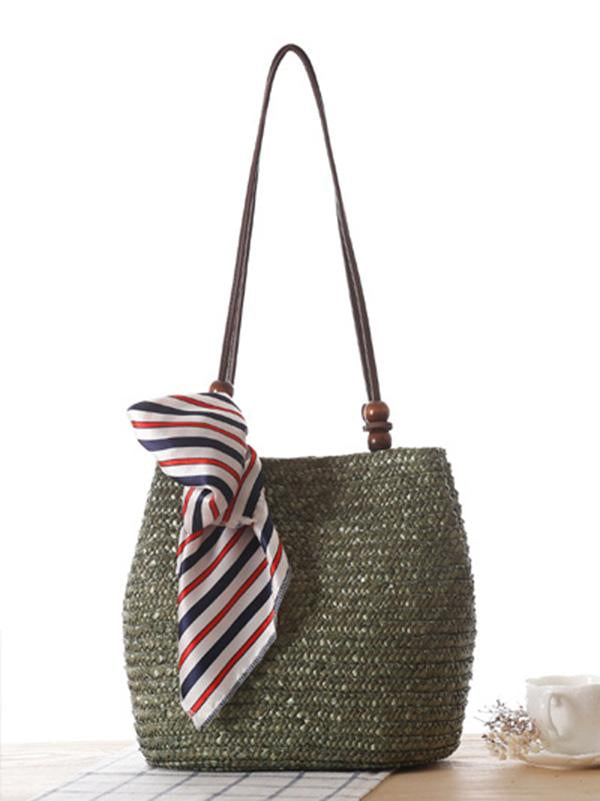 Bohemia Knitted Cotton-polyester Floral Bag