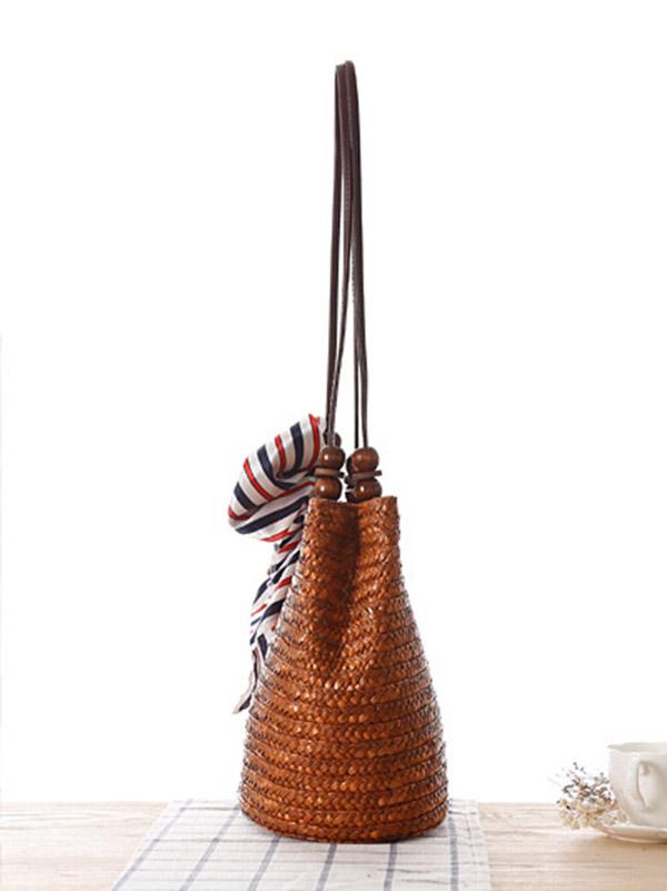 Bohemia Knitted Cotton-polyester Floral Bag