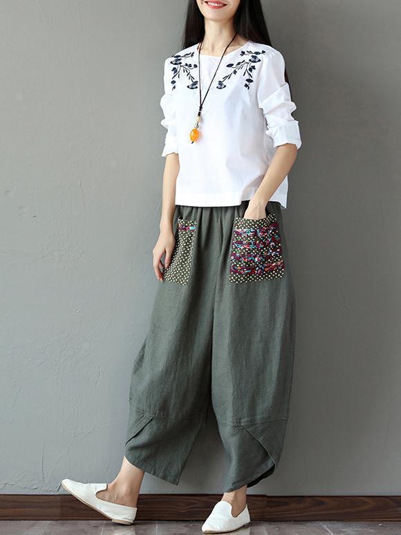 Ethnic-style Wide Leg Pants Bottom