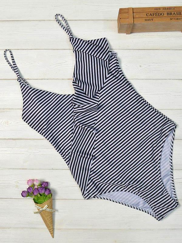 Stripes Falbala One-piece Swimwear