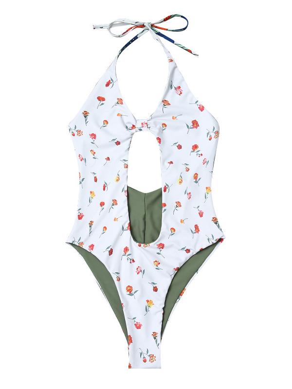 Sexy Hollow Printing Double-Sided One-Piece Swimwear