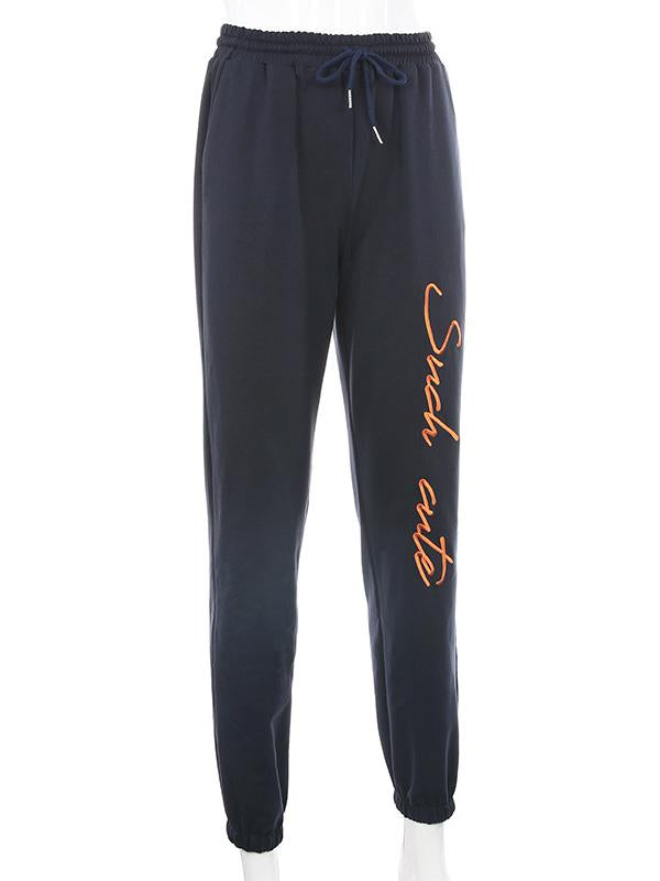 Letter Print Solid Color Athletic Pants