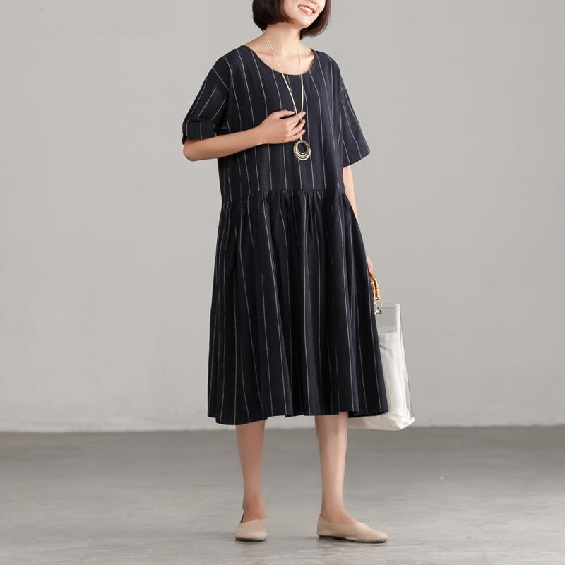 Black Stripe Short Sleeve Summer Dress