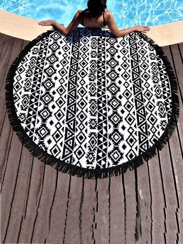 Popular Black Tassels Round Beach Mat Yoga Mat