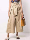Casual Solid Color Pleated Tied Wide Legs Loose Pants