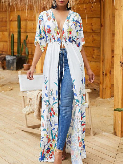 Positioning Printed Waisted Cover-up