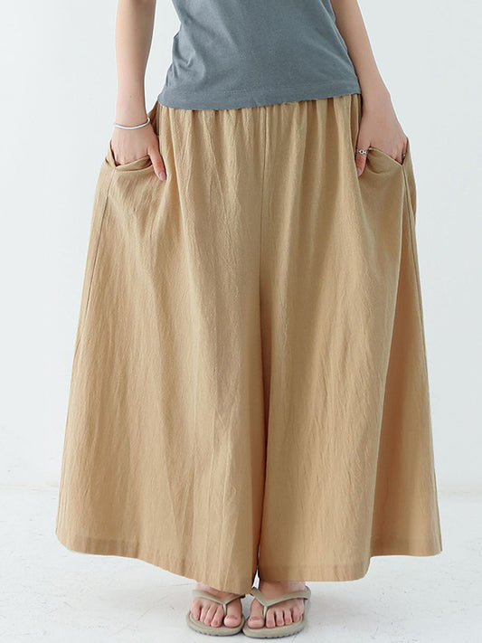 Casual 11 Colors  Solid Column Wide Leg Capri-Pants