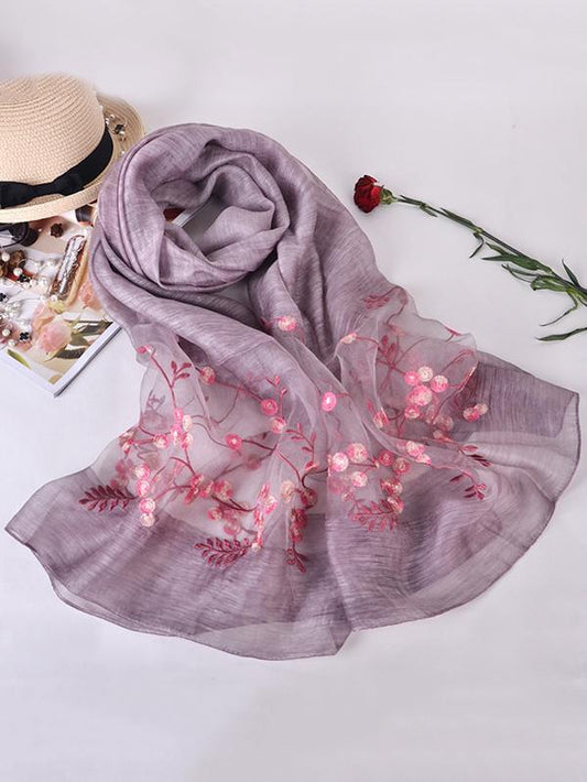 Woman Casual Shawl Scarf with Floral Print, Seven Colors