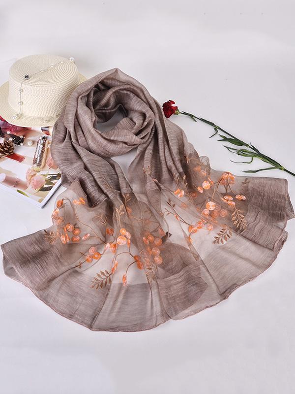 Woman Casual Shawl Scarf with Floral Print, Seven Colors