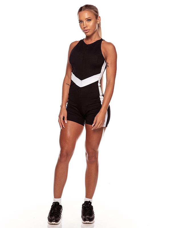 Deep V-neck Zipper Split-joint Yoga Jumpsuits