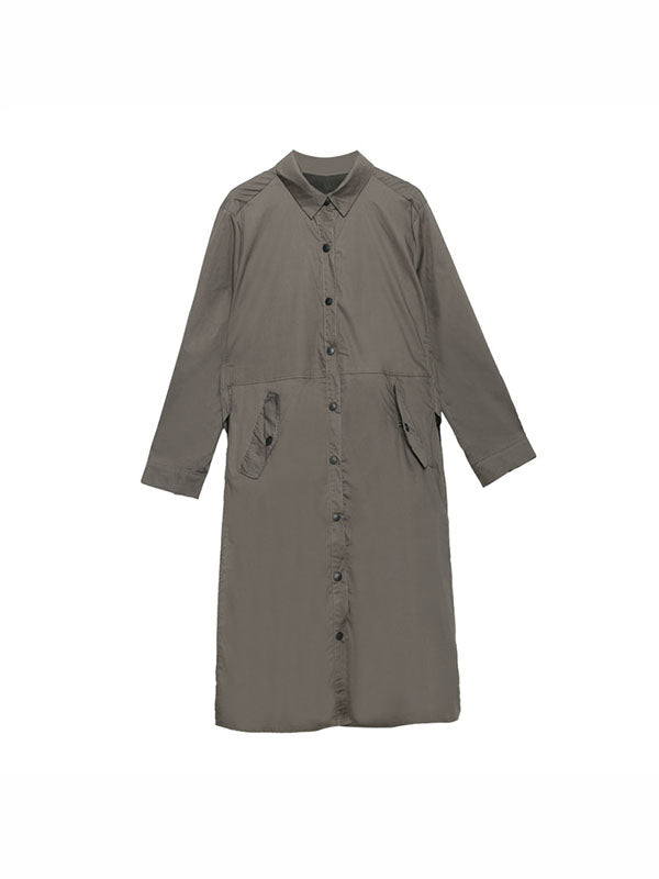 Loose Split-joint Mesh Buttons Shirt Dress