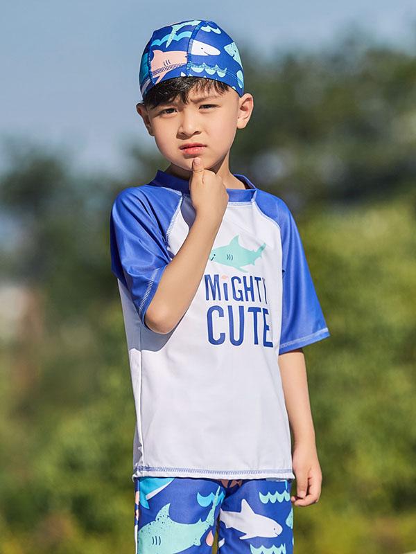 AONIHUA Two Pieces Short Sleeves Boy Swimwear