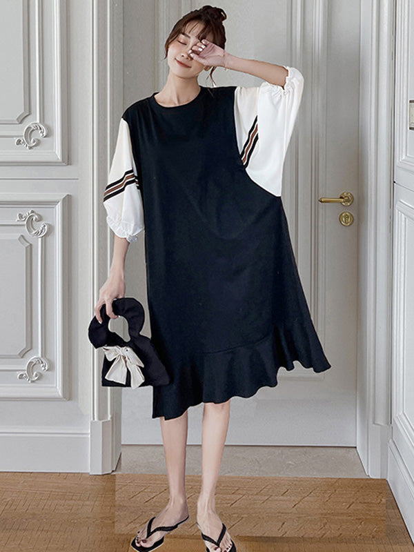 Original Split-Joint Puff Sleeve Midi Dress