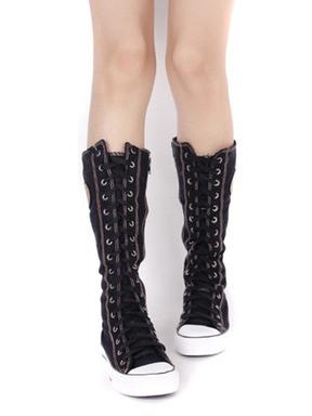 High-top Side Zipper Mid high Canvas Boots