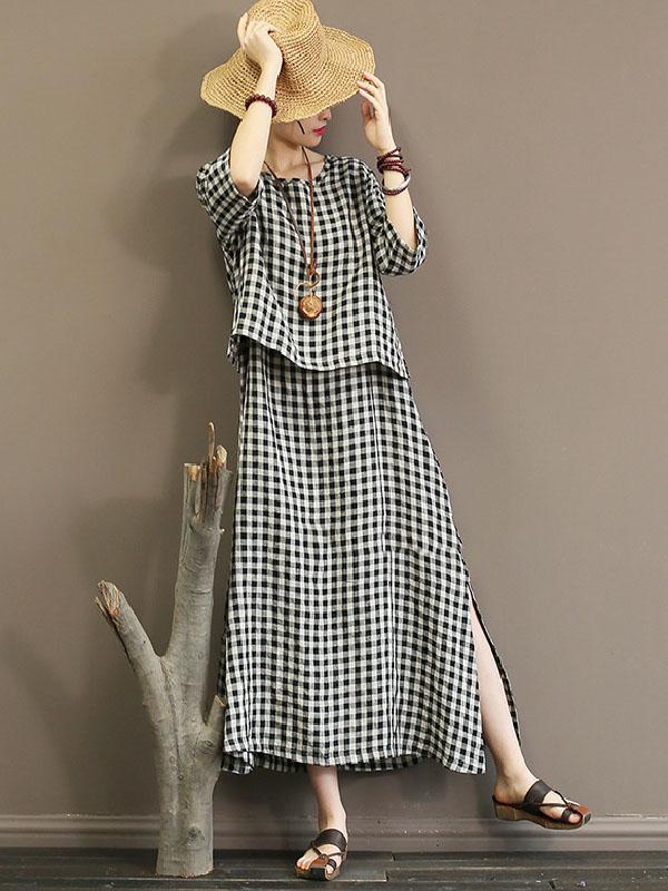 Vintage Original Plaid Maxi Dress