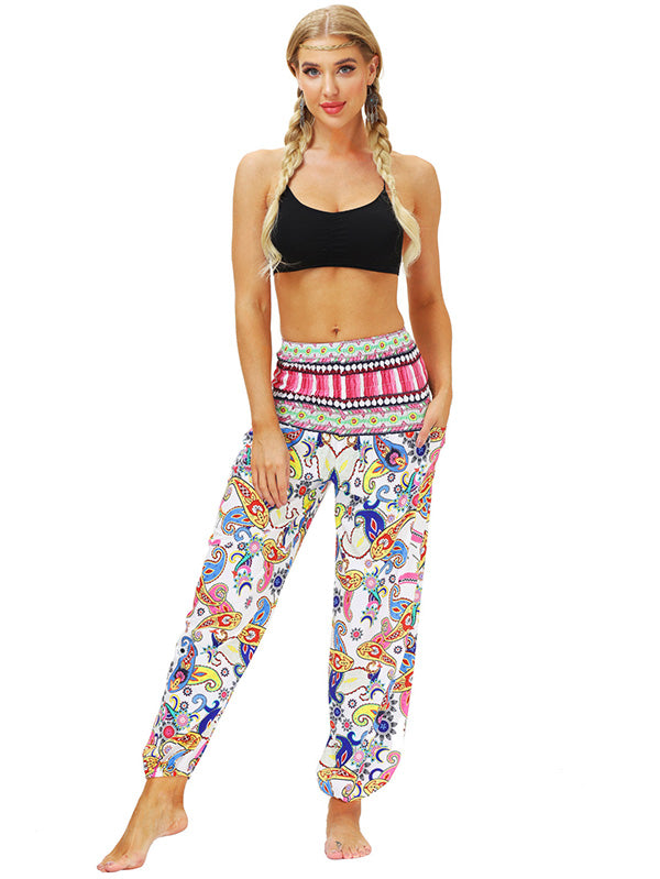 Bohemia Printed Elastic High Waisted Knickerbockers& Yoga Pants