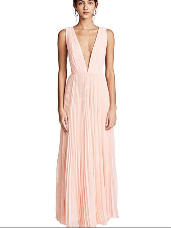 Deep V-neck Backless Evening Dress