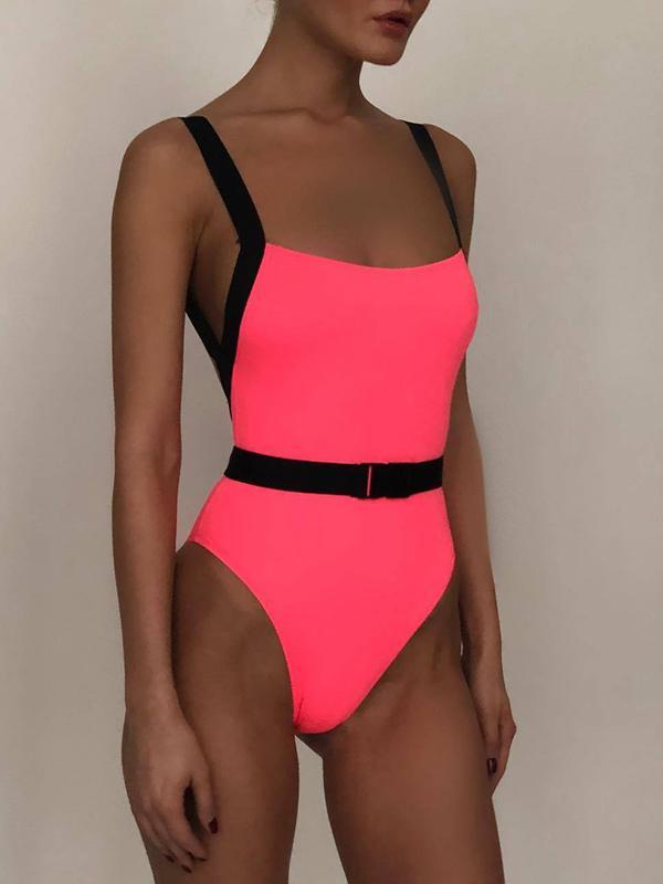 Strapless Buckle One-Piece Swimwear