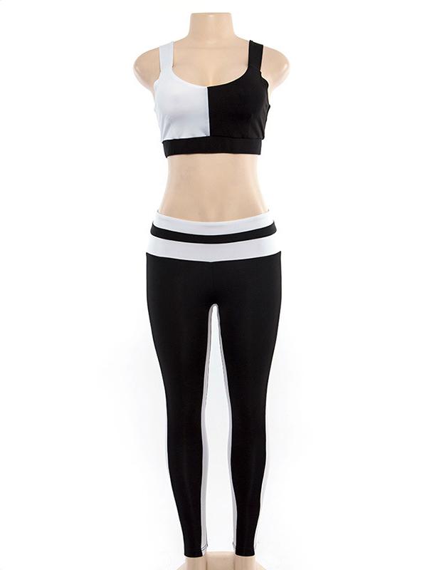 Two Tone Sports Bra And High Waist Leggings Yoga Suits