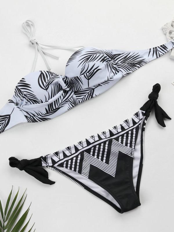 Balconette Printed Tie Bikini Set