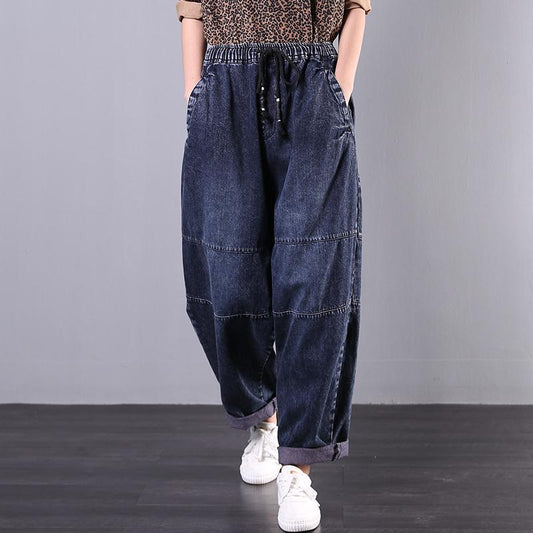 Buykud Symmetrical Pocket Casual Comfort Loose Jeans