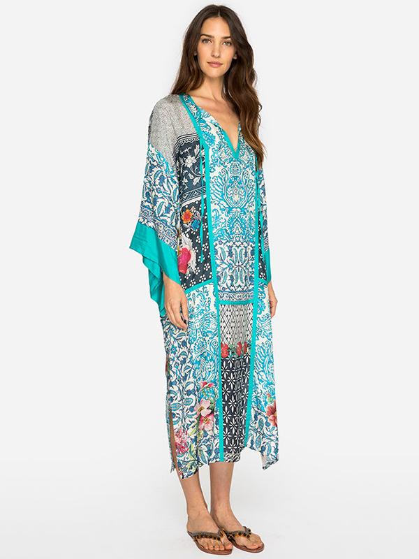 Printed Green Maxi Dresses Bikini Cover-Ups