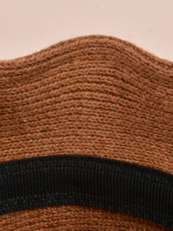 Simple Solid Color Wool Knitted Bucket Hat