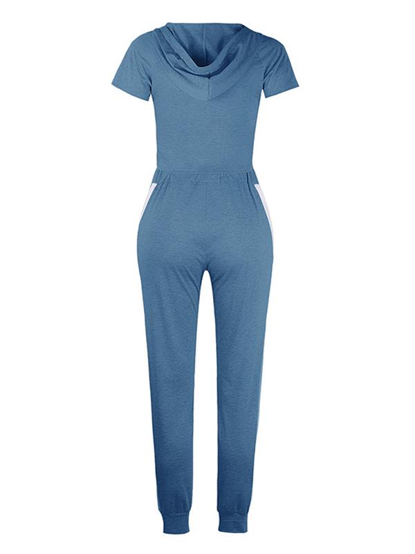 Casual Bandage Hooded Exposed Navel Tees&Pants Suits